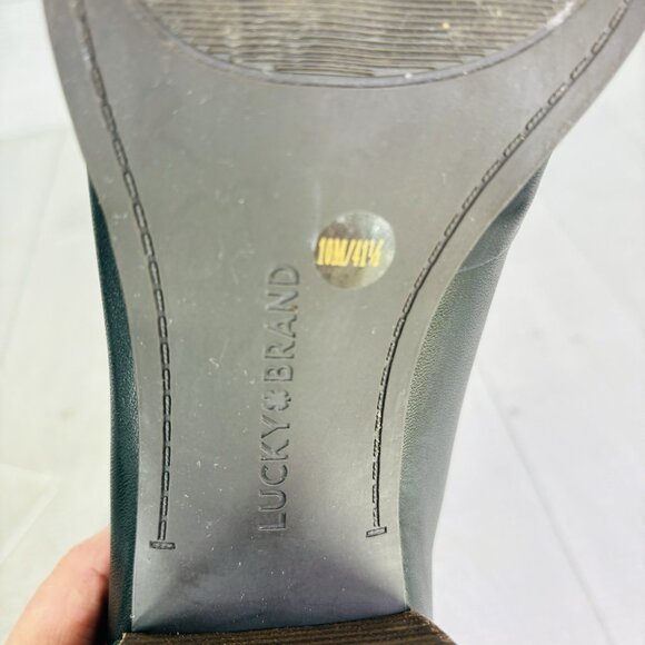 Lucky Brand JOAL Leather Ankle Block Open Toe Stacked Heels Booties Sz 10 M 41.5 - Picture 12 of 16